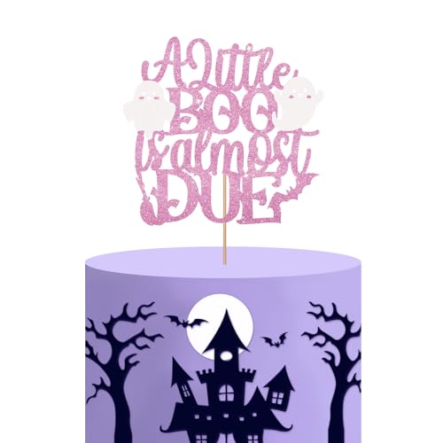 Halloween Baby Shower Cake Topper - Pink Glitter Spooky Baby Boo Decoration