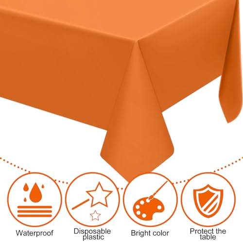 Fall-Themed Plastic Tablecloths Set - Yellow, Orange, Brown, 54x108 Inch, Waterproof, Disposable, 12 Pack - Fall-2