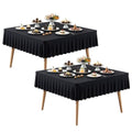 Black Square Tablecloth 48x48 Inches - 2 Pack Elastic Small Card Table Covers - Party Talk Variation of Black / 48" x 48" (Square-2 Pack)