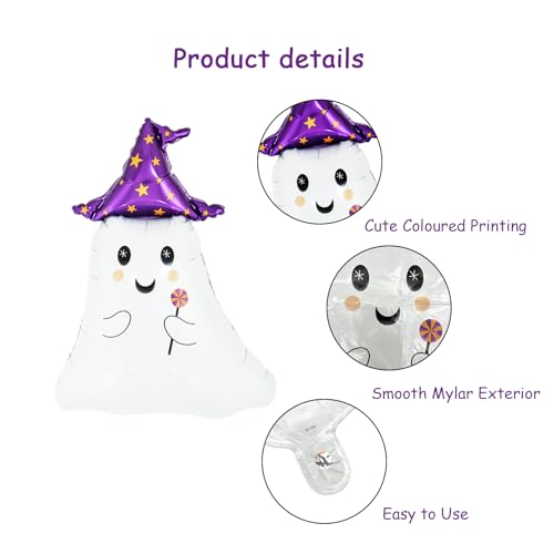 Halloween Ghost Foil Balloons - 5PCS Party Decorations for Ghost Theme