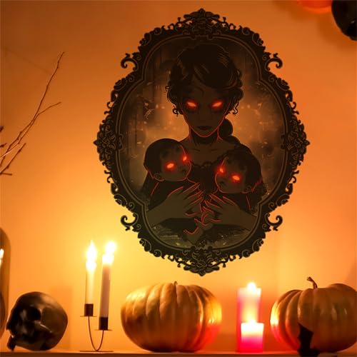 Halloween Wall Decals Female Ghost Mother Child 3D Horror Wall Stickers - Black Ghost Variation