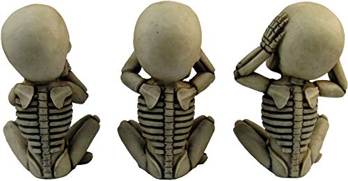 Mini Skeleton Figurine Set for Halloween Gothic Home Decor Office Desk Decorations - 4 Inches, Set of 3