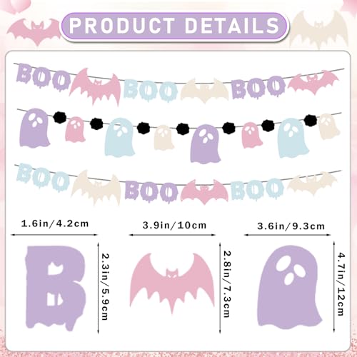Pastel Halloween Banner Decor Ghost Garland for Girls' Parties