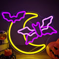 Halloween Neon Sign Moon Bat Flying Neon LED Light Halloween Decorations - Moon Bat Variation