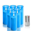 Flameless LED Candles with Remote & Timer Set of 6 - Blue, 2x6 Inches
