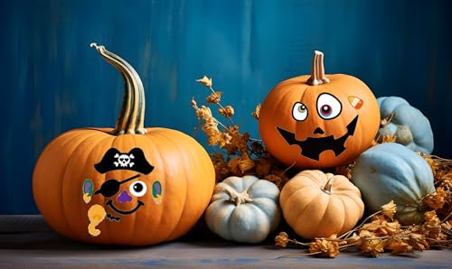 Hying Halloween Pumpkin Stickers Style 3 - Skeleton Joker Face Self-Adhesive DIY Decals for Party Decorations