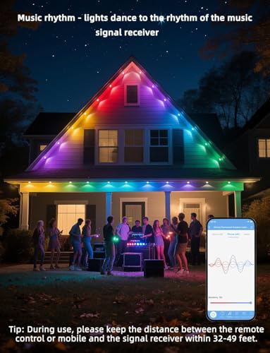 Outdoor RGB LED String Lights with App & Remote Control 100ft Waterproof Christmas Halloween Decor