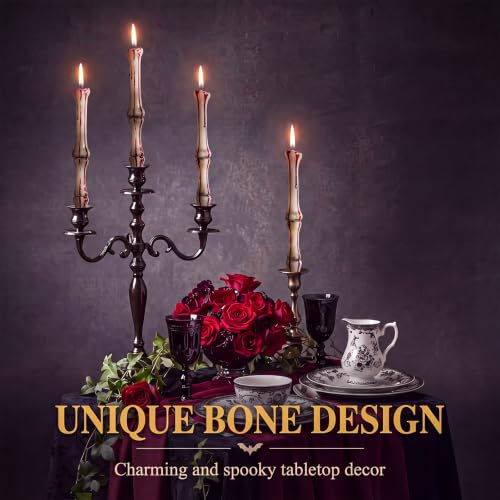 Halloween Bone Candles - Bleeding Bone Taper Candles Set of 4 for October Decor