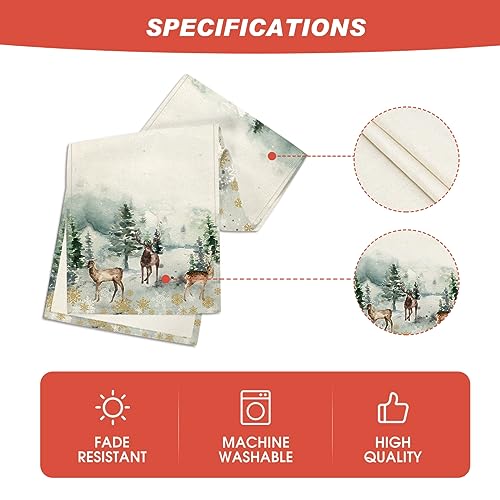 Green Deer Tree Christmas Table Runner 13x72 Inches Decor for Holiday & Party