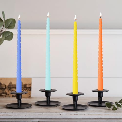 Multi-Color Spiral Taper Candles 12 Inch 6 Pack Unscented Dripless Long Burn