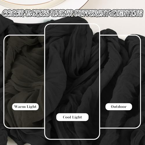 Black Cheesecloth Table Runner 120 Inch - Elegant Decor for Weddings & Events - Variation: Black