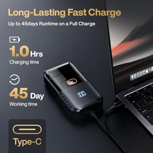 Electric Foil Shavers for Men, Mini Electric Razor for Face, IPX7 Waterproof Cordless Razor with LED Display & Fast Charge, Micro-Comb Technology & Precision Blades