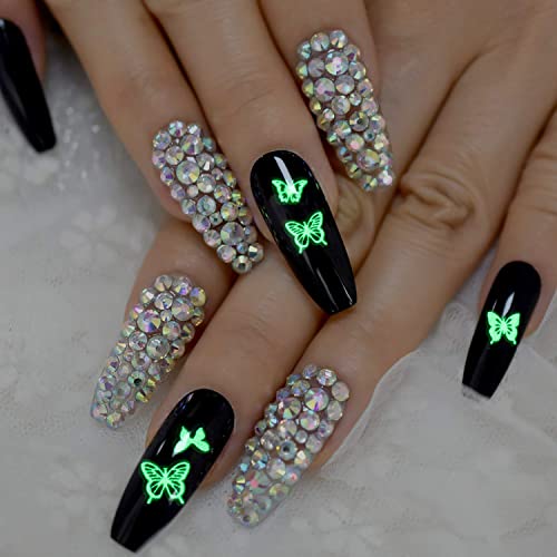 Fluorescent Nail Art Stickers 12 Sheets Holographic Butterfly & Star Decals