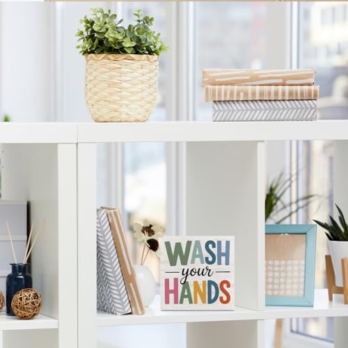 Funny Bathroom Decor Wood Box Sign - Wash Your Hands - Rustic Home Wall Art