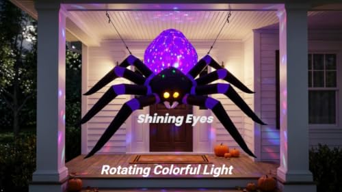 6FT Halloween Inflatable Spider Decor with LED Eyes - Outdoor Lawn & Garden Decoration