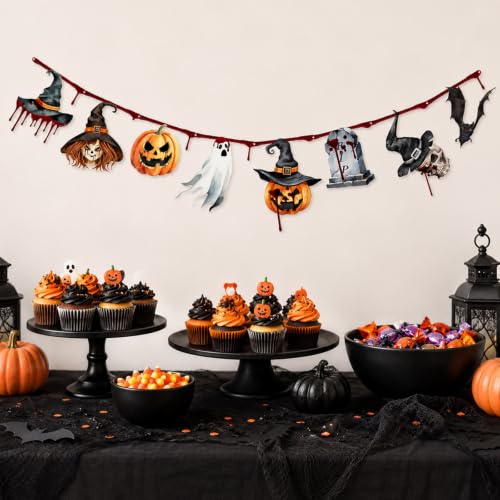 Halloween Decorations Happy Halloween Banner Garland A - Indoor Spooky Party Decor