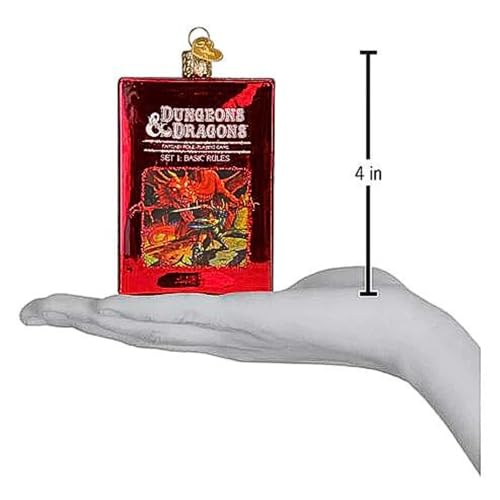 Old World Christmas Dungeons & Dragons Red Box Glass Ornament for Christmas Tree - Handcrafted Holiday D&D Decor