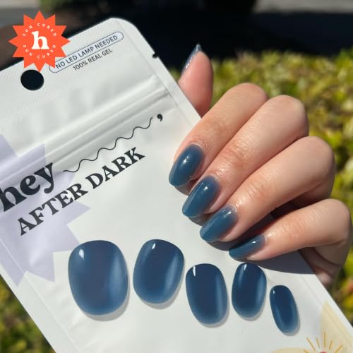 Semi Cured Gel Nail Strips - After Dark Navy Nail Wraps, Easy Sun & UV Cure