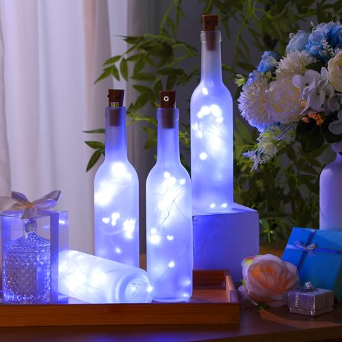 Frosted Wine Bottle Lights Set - 12 x 375ml Cork Fairy Lights with 30 LEDs