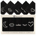 Black Makeup Washcloths Set of 5 - Soft, Durable Face Towels for Makeup Removal