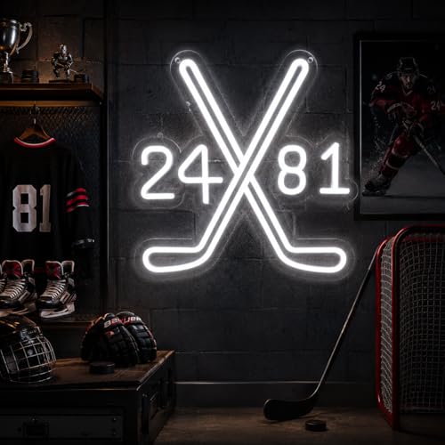 Hockey Neon Sign Wall Decor - USB Powered LED Light for Sports Bar & Game Room