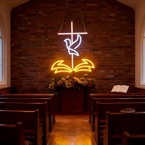 Jesus Cross LED Neon Sign Wall Decor for Christian Homes & Easter - Faith Gift