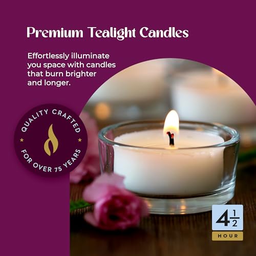 200 Pack Clear Tea Light Candles - 4.5 Hour Burn Time, Unscented, Bulk