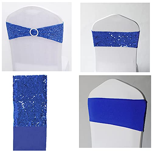 Blue 50 Pack Sequin Chair Sashes for Wedding & Event Decoration