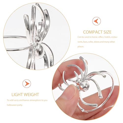 Halloween Spider Napkin Rings Set - Silver Alloy 6pcs Table Decor
