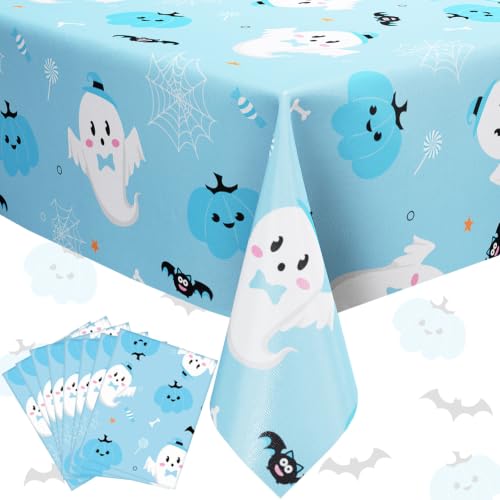 Halloween Tablecloth Set 8 Pack Blue Pumpkin Ghost Bat Waterproof Plastic