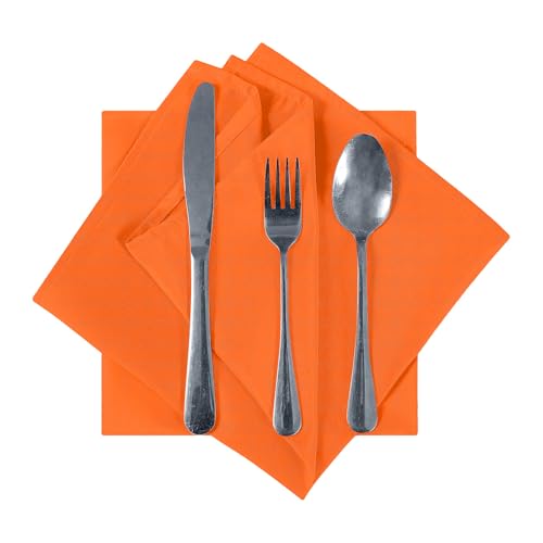 Orange Cloth Napkins 17x17 Inch Washable Polyester Dinner Napkins - 12PCS