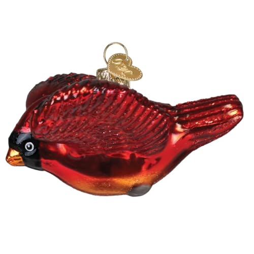 Old World Christmas Cardinal in Flight Glass Blown Ornament - Handcrafted Holiday Decoration, Bird Watcher Collection
