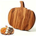 Halloween Pumpkin Cutting Board - 13x12 Inch Natural Wood Charcuterie Platter for Fall Decor