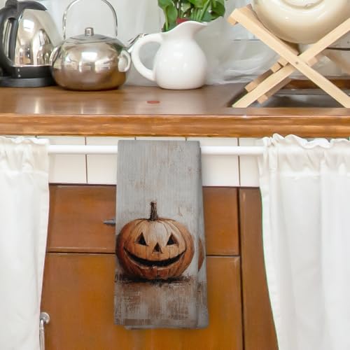 Vintage Halloween Fall Pumpkin Kitchen Dish Towels 16x24in - Autumn18