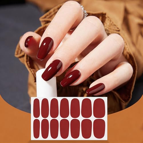 Dark Solid Color Glitter Nail Polish Strips - 24 Sheets with Bonus File & Cuticle Stick - Variation of Glitter & Solid Color-03