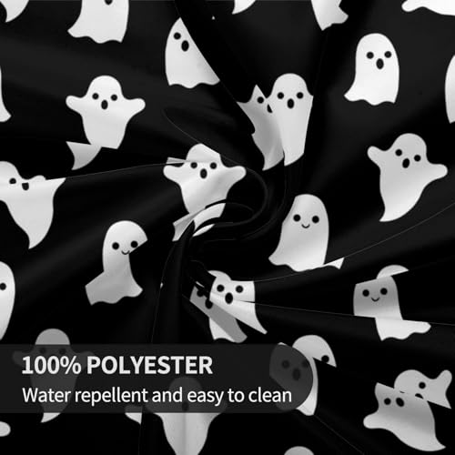 Halloween Ghost Tablecloth 70 Inch Round Black Beige Cute Decor for Dining & Parties