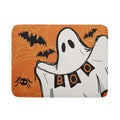 Halloween Dish Drying Mat - Boo Orange Ghost & Bats, 24x18 Inches, Reversible Microfiber Kitchen Protector