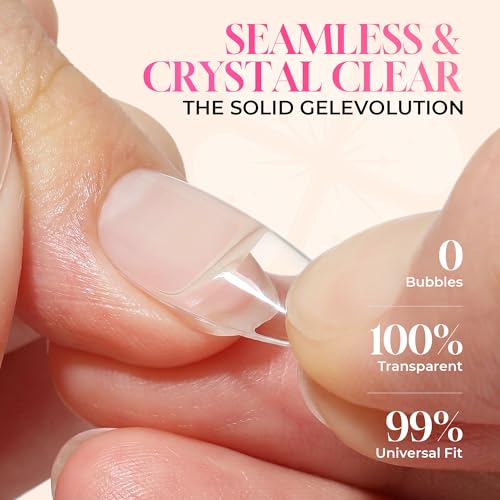 Luckyfairy Gel Nail Glue for Tips with Lamp Needed, 15ml, Clear Curing Adhesive for Extensions
