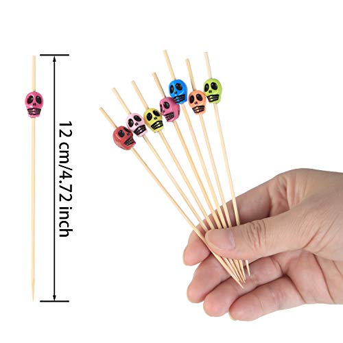 Bright Skull Halloween Toothpick Set - 200 Pieces for Appetizers & Party Decor