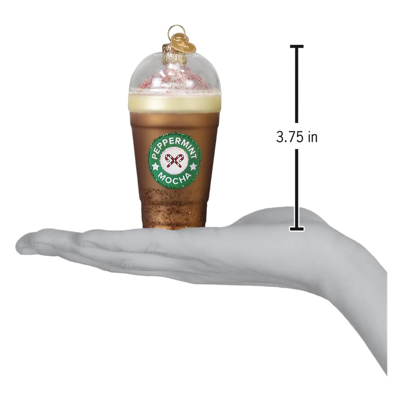 Handcrafted Glass Christmas Ornament - Peppermint Mocha Coffee Holiday Decoration