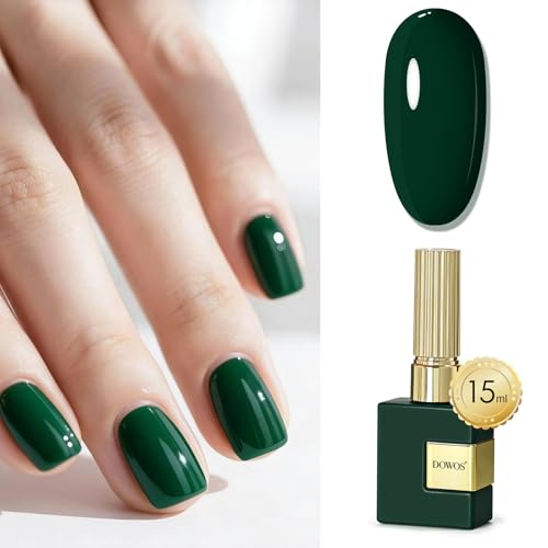 15ML Deep Green Gel Nail Polish - Same Color, Soak Off, Long-Lasting Manicure