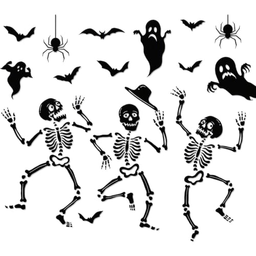 Halloween Skeleton Window Clings - Large Spooky Glass Stickers for Decorations
