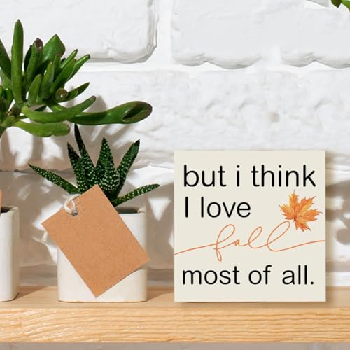 Fall Decor Sign with Maple Leaves - Rustic Wooden Home Accent