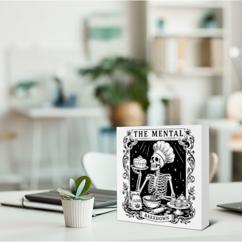 Funny Skeleton Baking Decor Wooden Sign - Gothic Kitchen Bakery Wall Art