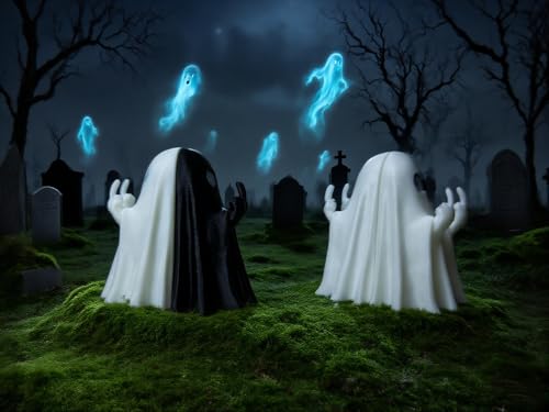 Ghost Refrigerator Magnets 2Pcs Halloween Decor White+White - Removable Magnetic Fridge Decor