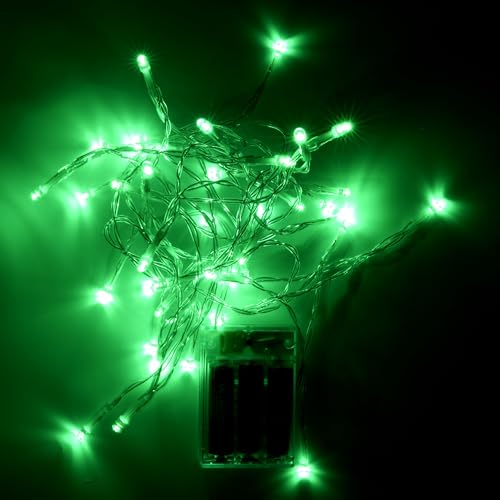 Green Battery Operated Christmas String Lights with 8 Flashing Modes 13 ft Indoor Outdoor