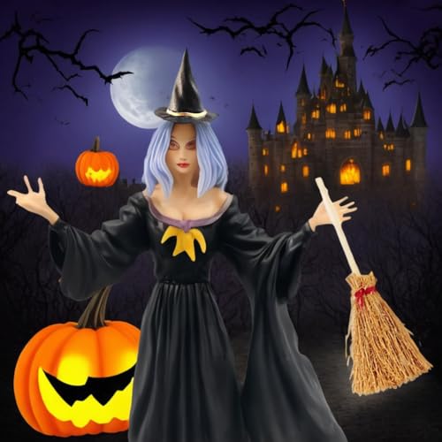 Mini Witch Hat and Broom Set for Halloween Decorations - 50 Pieces