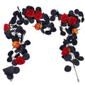 Artificial Black Rose Garland 5.6ft Faux Flower Vine for Halloween & Wedding Decor