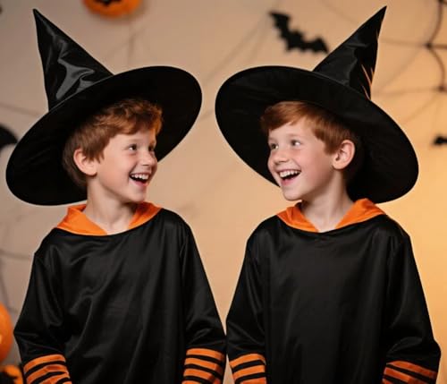 2-Pack Kids and Adults Witch Hats for Halloween Party Decorations with Hanging Rope