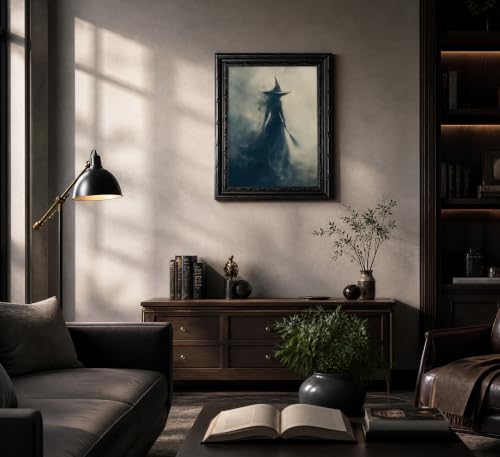 Witch Wall Art - Framed Moody Gothic Halloween Decor - 16 x 12 Inches